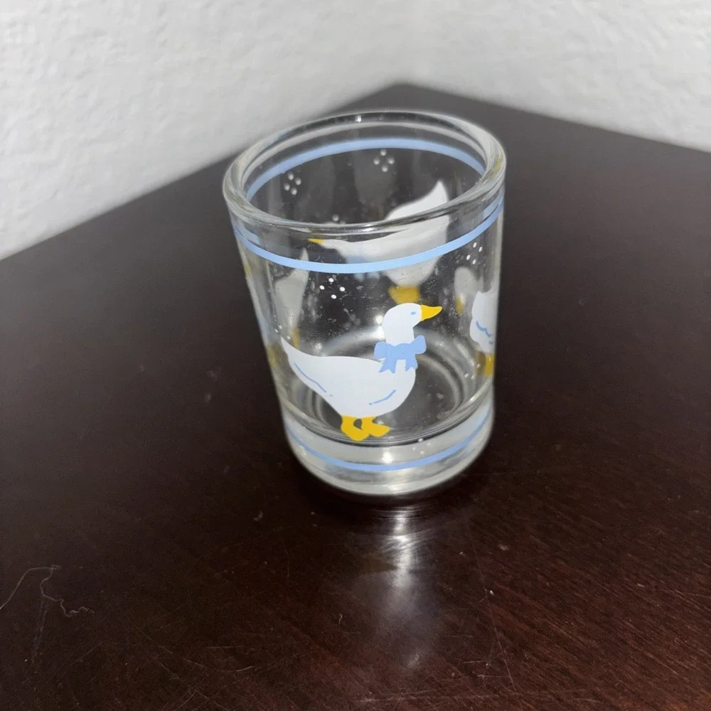 Vintage Goose‎ Votive Candle Holders / Indiana Glass Country Blue Geese
